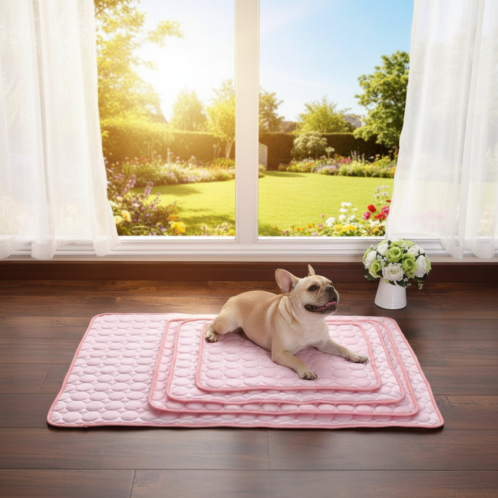 Wagivo self-cooling dog mat close-up showing ice silk surface texture