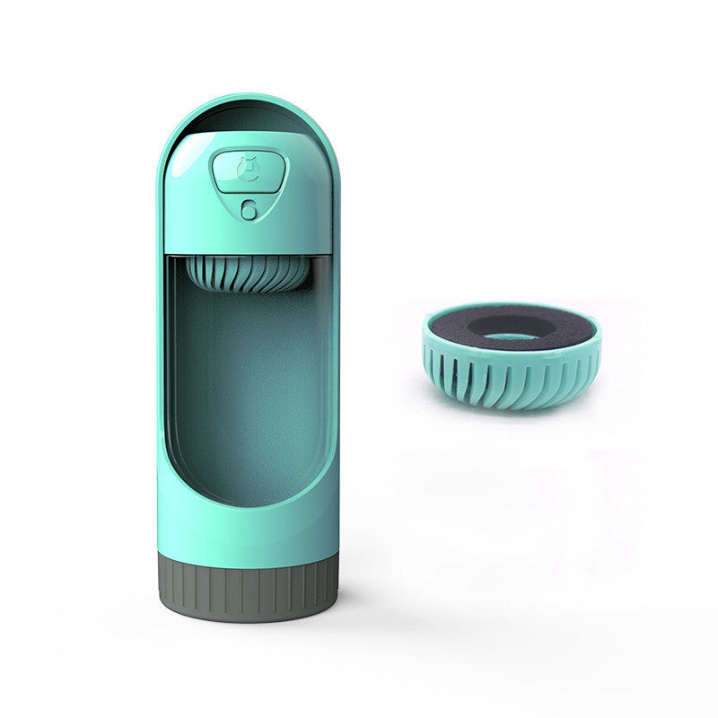 Wagivo dog water bottle disassembled showing trough and bottle parts for cleaning