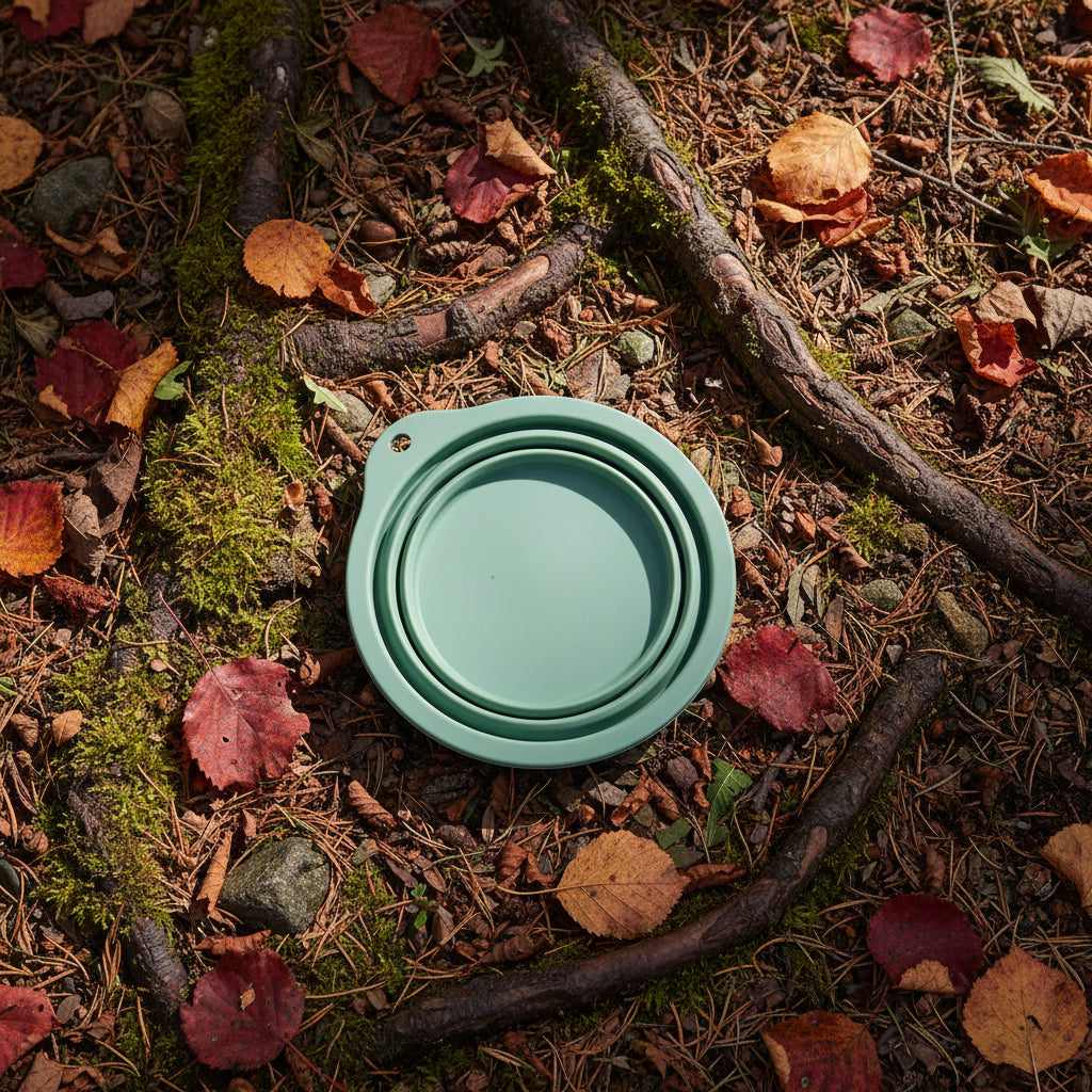 Wagivo portable silicone dog bowl expanded showing 350ml capacity