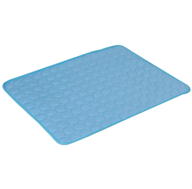 Wagivo dog cooling mat in brown color on living room sofa