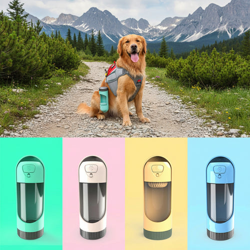 Wagivo portable dog water bottle in blue one-handed squeeze design