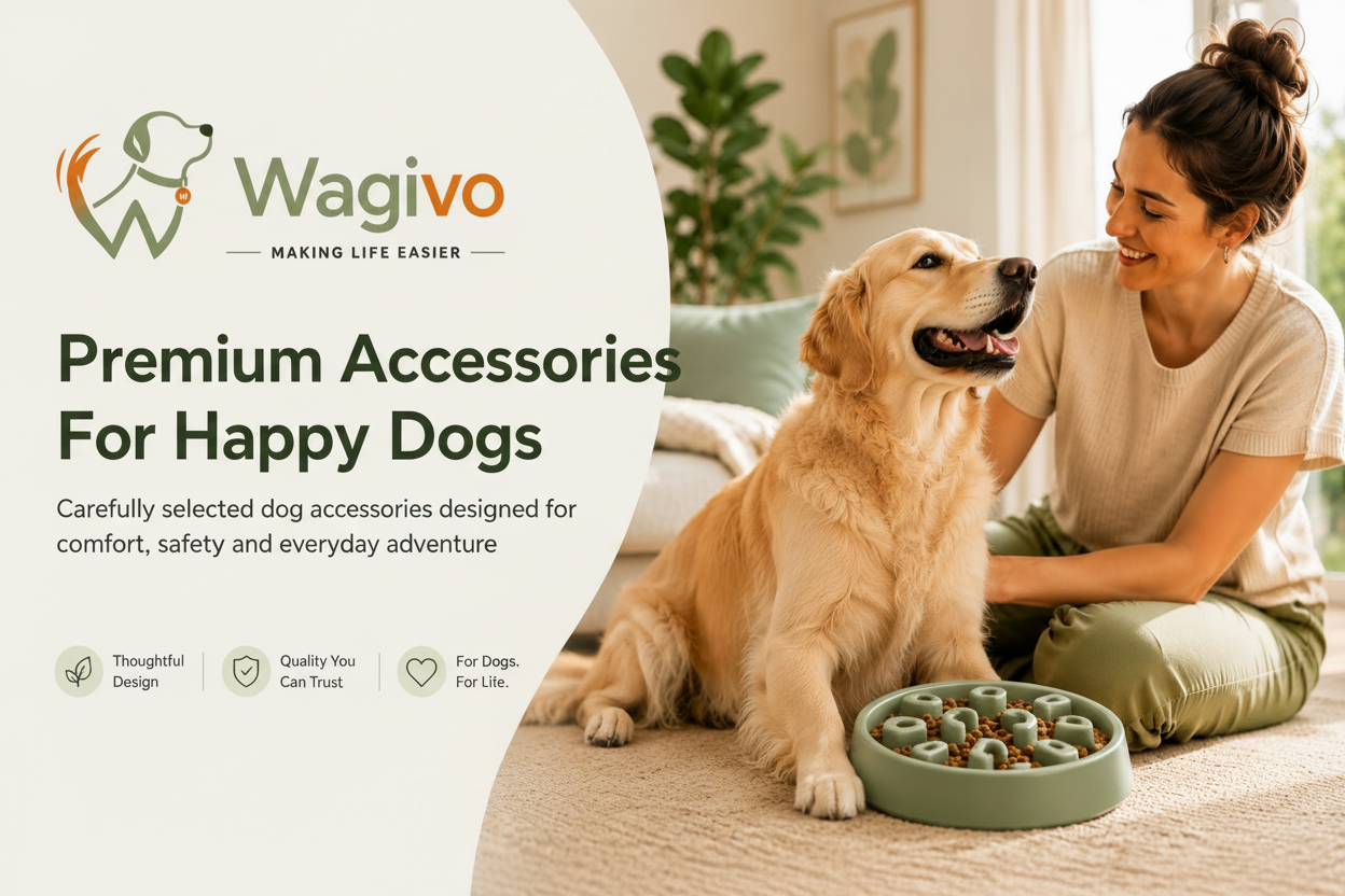 Wagivo personalized dog harness with custom name patch on a happy dog — premium dog accessories